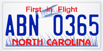 NC license plate ABN0365