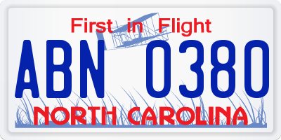 NC license plate ABN0380