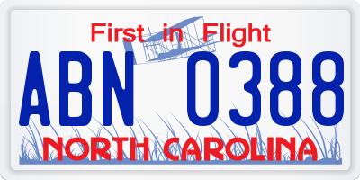 NC license plate ABN0388