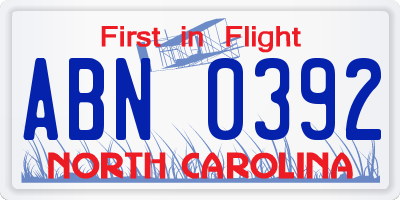 NC license plate ABN0392