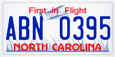 NC license plate ABN0395