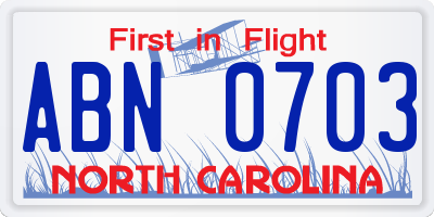 NC license plate ABN0703