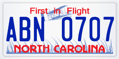 NC license plate ABN0707
