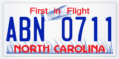 NC license plate ABN0711