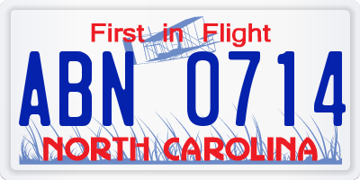 NC license plate ABN0714