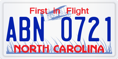 NC license plate ABN0721