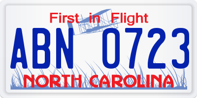 NC license plate ABN0723