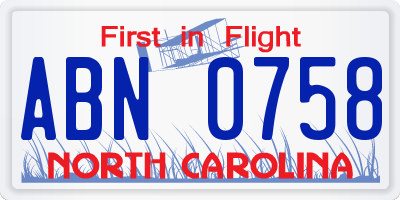 NC license plate ABN0758