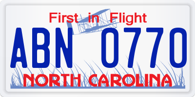 NC license plate ABN0770