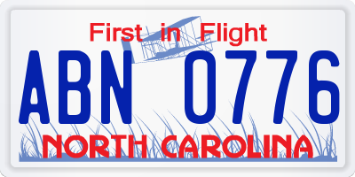 NC license plate ABN0776