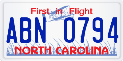 NC license plate ABN0794