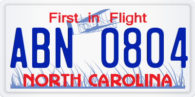 NC license plate ABN0804