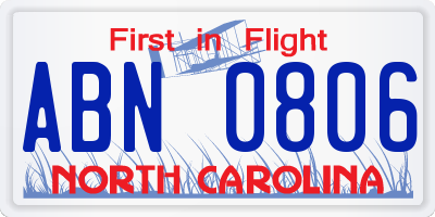 NC license plate ABN0806
