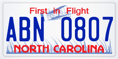 NC license plate ABN0807
