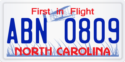 NC license plate ABN0809