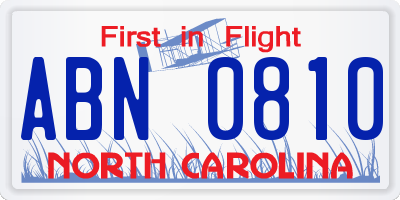 NC license plate ABN0810