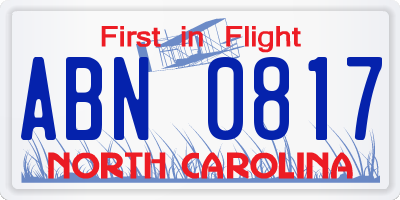 NC license plate ABN0817