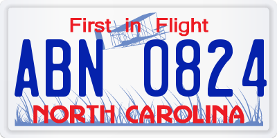 NC license plate ABN0824