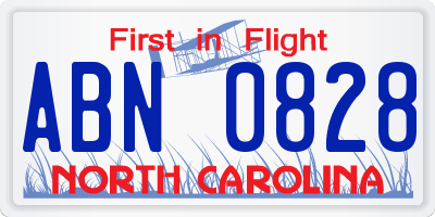NC license plate ABN0828