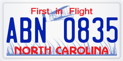NC license plate ABN0835