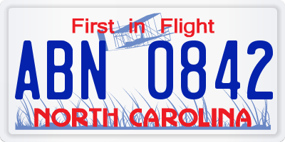 NC license plate ABN0842