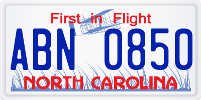 NC license plate ABN0850