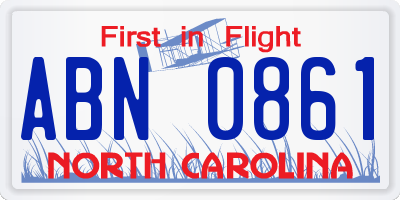 NC license plate ABN0861