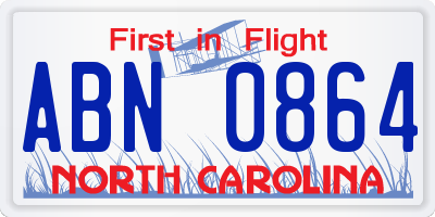NC license plate ABN0864