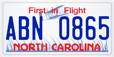 NC license plate ABN0865