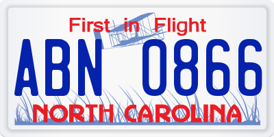 NC license plate ABN0866