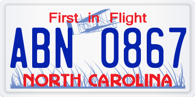 NC license plate ABN0867