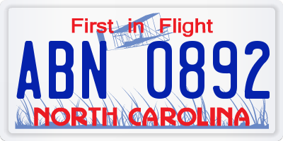 NC license plate ABN0892