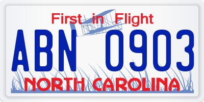 NC license plate ABN0903