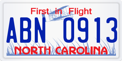 NC license plate ABN0913