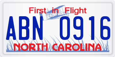 NC license plate ABN0916