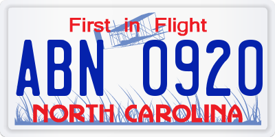 NC license plate ABN0920