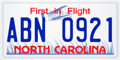 NC license plate ABN0921