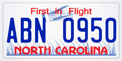 NC license plate ABN0950