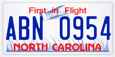 NC license plate ABN0954