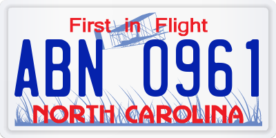 NC license plate ABN0961