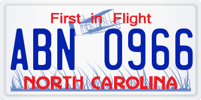 NC license plate ABN0966