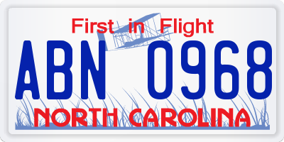 NC license plate ABN0968