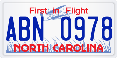 NC license plate ABN0978