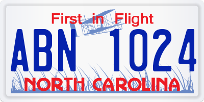 NC license plate ABN1024