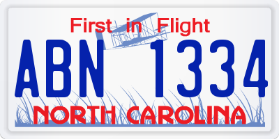 NC license plate ABN1334