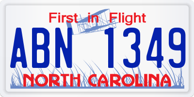 NC license plate ABN1349