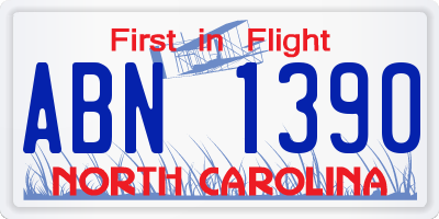 NC license plate ABN1390