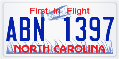 NC license plate ABN1397