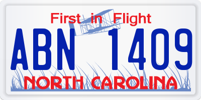 NC license plate ABN1409