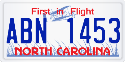 NC license plate ABN1453